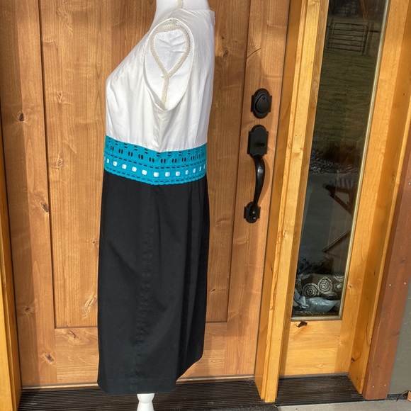 Leslie Stuart Dress Cotton Size 10 EUC Eyelet & Ribbon Trim Fully Lined - Picture 4 of 9